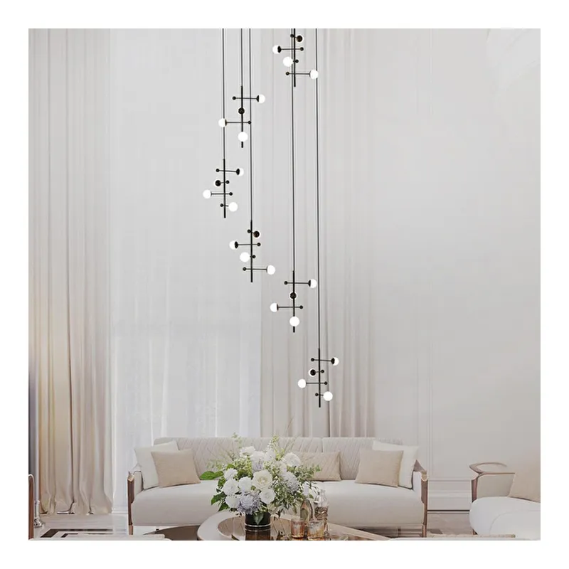Apliqa Addo Siyah 6'lı 24 Watt Modern Sarkıt Koridor, Salon Sarkıt Led Avize, görsel 1