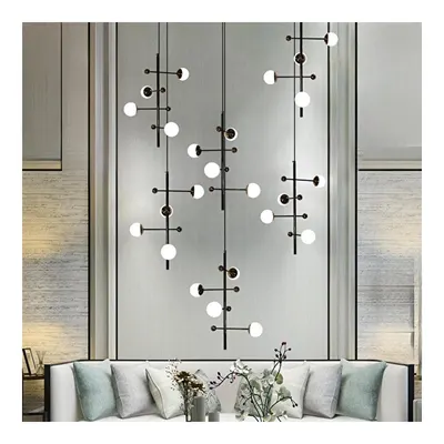 Apliqa Addo Siyah 6'lı Sıralı 24 Watt Modern Sarkıt Koridor, Yemek Masası Üstü, Salon Sarkıt Led Avize