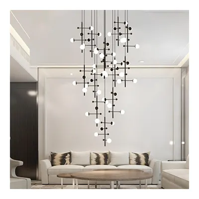 Apliqa Addo Siyah 13'lü 52 Watt Yuvarlak Modern Sarkıt Koridor, Salon Sarkıt Led Avize