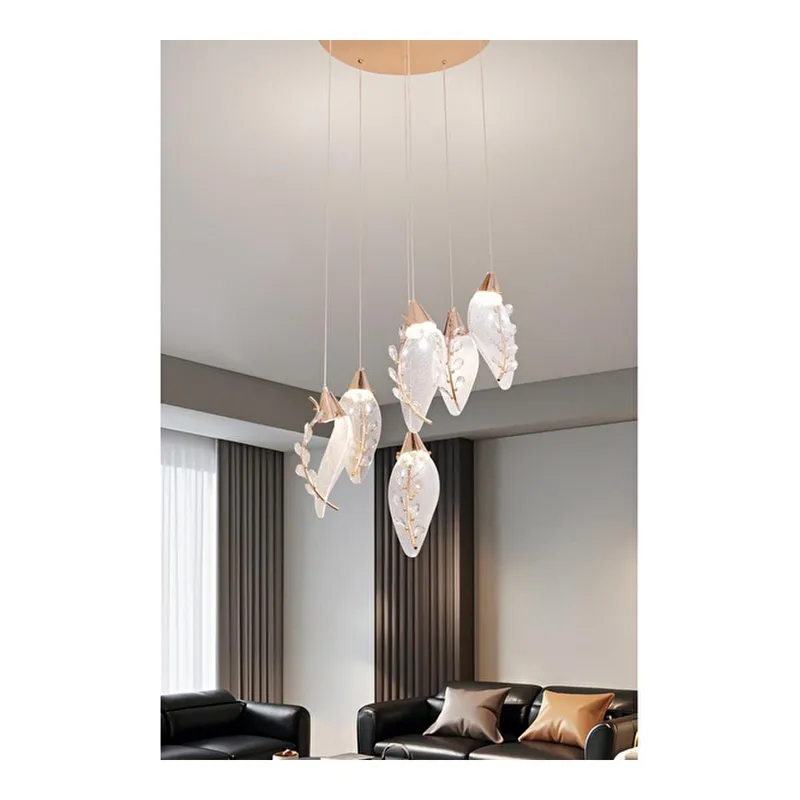 Apliqa Ardea 6'lı Gold Yuvarlak Sarkıt Salon Led Avize, görsel 1