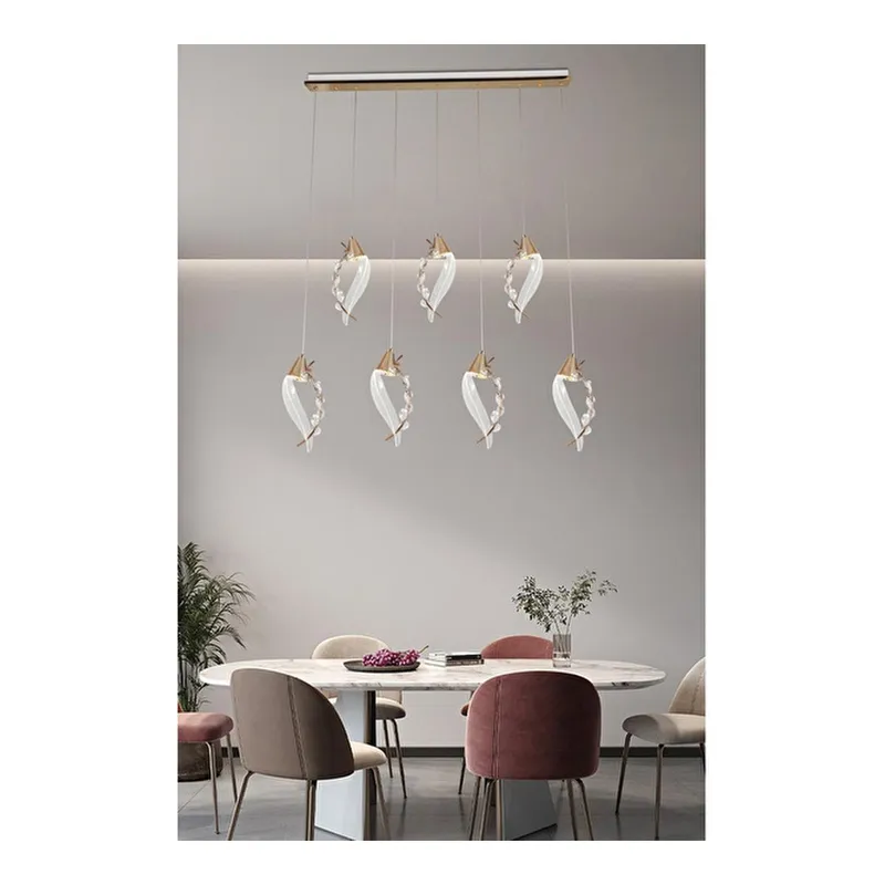Apliqa Ardea 7'li Gold Sıralı Sarkıt Salon Led Avize, görsel 1