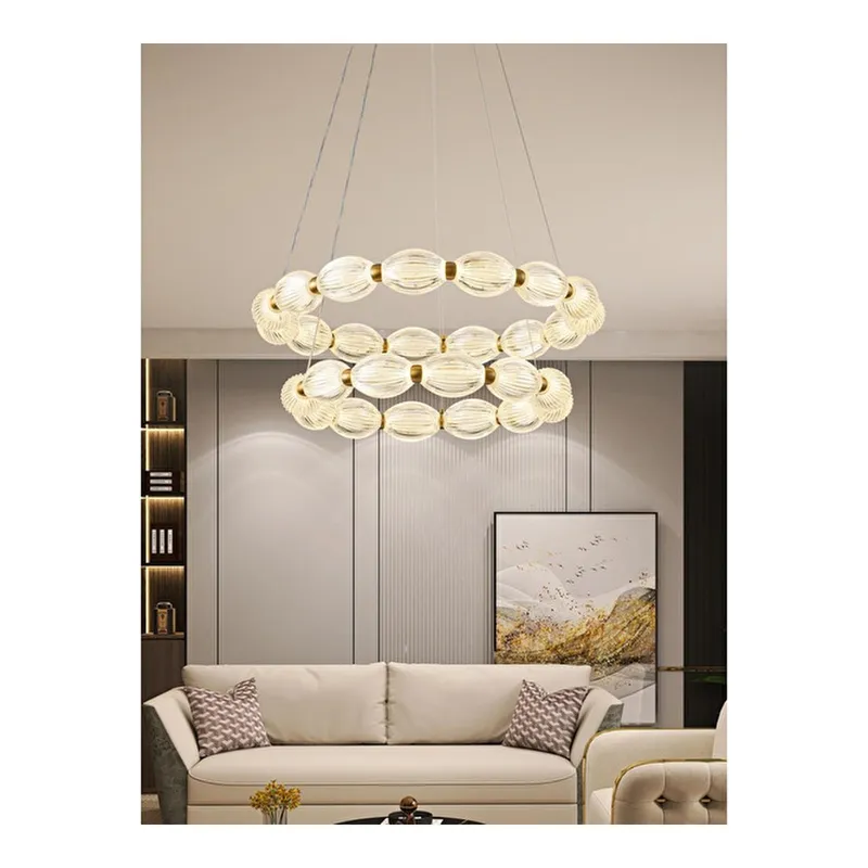Apliqa Aspen 2 Katlı Yuvarlak 128 Watt Eskitme Sarkıt 3 Renkli Led Avize, görsel 1