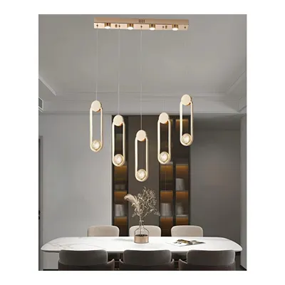 Apliqa Beckett 5'li Sıralı Kristal Top Başlıklı Gold Sarkıt Led Avize