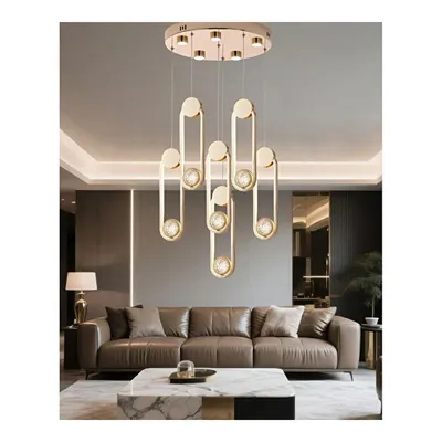 Apliqa Beckett 6'lı Kristal Top Başlıklı Gold Sarkıt Led Avize