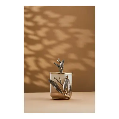 Cornella Ivy Antik Gold Detaylı Krem Ombreli Cam Kavanoz Büyük Gövde 17 Cm X Tüm :26 Cm
