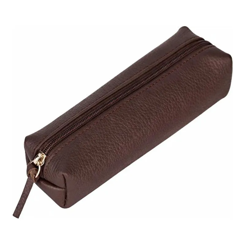 Bloominbag Bloombox Espresso Brown Hakiki Deri Kalem & Makyaj Çantası, görsel 1