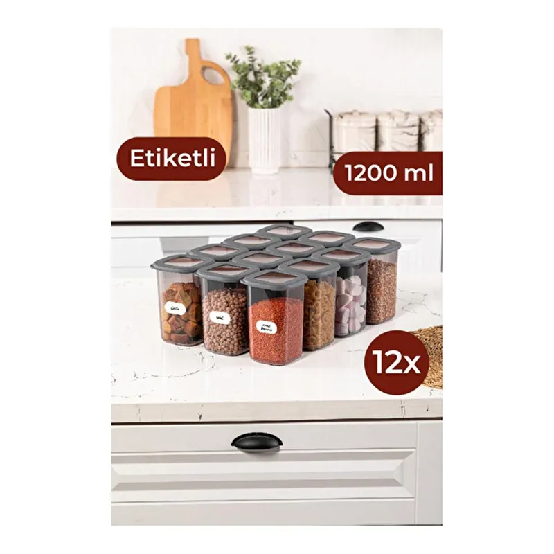 Vienev Foly Kare Erzak Saklama Kabı 12'li Set Orta Boy 1,2 Litre, görsel 1