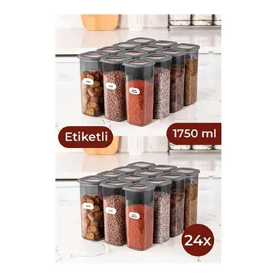 Vienev Etiketli Foly Kare Erzak Saklama Kabı Seti 24lü 1,75 Büyük Boy Antrasit