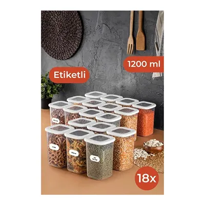 Vienev Etiketli Foly Kare Erzak Saklama Kabı Seti 18li 1,2 Orta Boy Beyaz