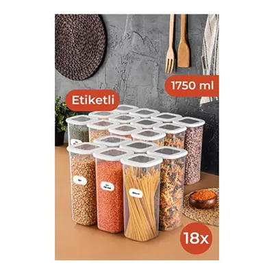 Vienev Etiketli Foly Kare Erzak Saklama Kabı Seti 18li 1,75 Büyük Boy Beyaz