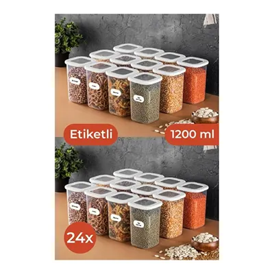 Vienev Etiketli Foly Kare Erzak Saklama Kabı Seti 24lü 1,2 Orta Boy Beyaz