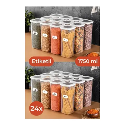 Vienev Etiketli Foly Kare Erzak Saklama Kabı Seti 24lü 1,75 Büyük Boy Beyaz