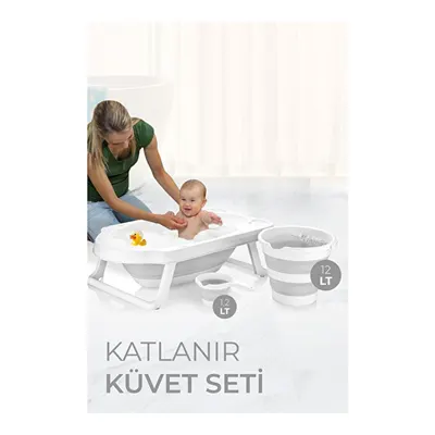 Vienev Katlanır Çocuk Küveti, Kova Ve Maşrapa Seti Gri