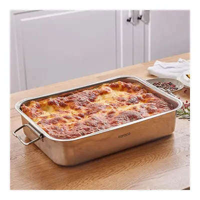 Mutfaksever İndüksiyon Tabanlı Çelik Fırın Kabı Lazanya Tenceresi 30x21 cm