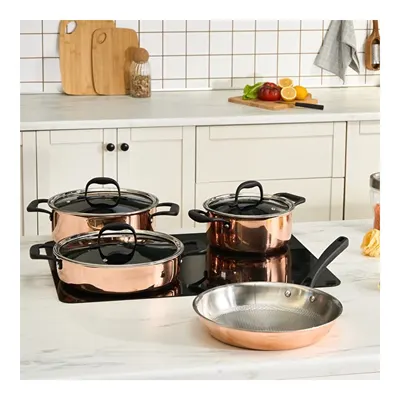 Powersteel 316+ Copper 7 Parça Tencere ve Tava Seti Petekli