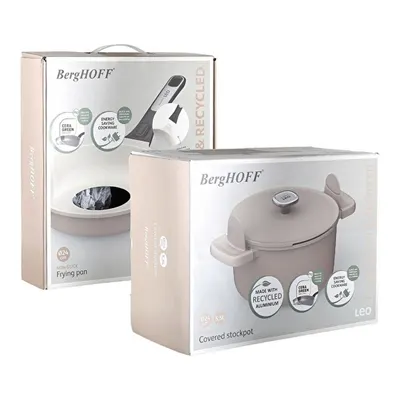 Berghoff Leo Phantom Kapaklı Yapışmaz Derin Tencere 24 Cm + Kızartma Tavası 24 Cm Latte