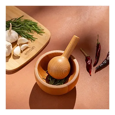 Emsan Rustik Bambu Havan Yuvarlak