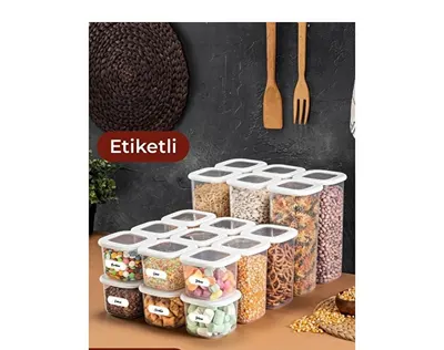 Vienev Foly Etiketli Kare Erzak Saklama Kabı 18'li Set 6x(0,55 Litre, 1,2 Litre, 1,75 Litre)