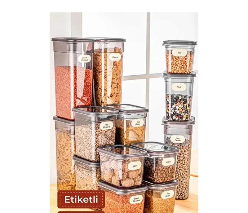 Vienev 15li Set Peggy Şeffaf Kapaklı Uzun Dikdörtgen Saklama Kabı 5x(1,3 Litre, 2 Litre, 3,2 Litre), görsel 1