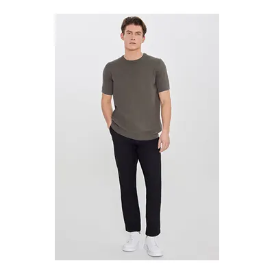 Slim Fit Dar Kesim Beli Bağlamalı Yan Cepli Siyah Pantolon