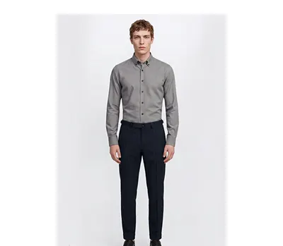 360 Her Yöne Esneyen Pamuklu Slim Fit Dar Kesim Beli Bağlamalı Yan Cepli Casual Lacivert Pantolon