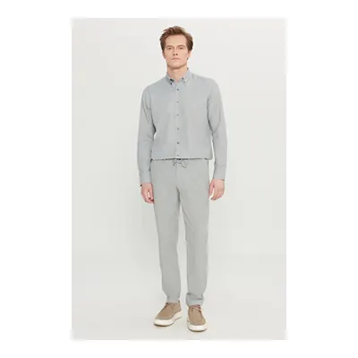 Slim Fit Dar Kesim Beli Bağlamalı Yan Cepli Casual Jogger Gri Pantolon