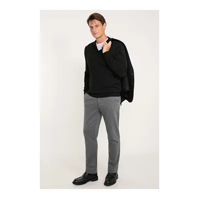 Pamuklu Slim Fit Dar Kesim Beli Bağlamalı Yan Cepli Esnek Casual Antrasit Pantolon