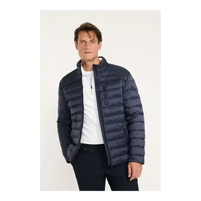 Standart Fit Normal Kesim Dik Yaka Fermuarlı Fleto Cepli Lacivert Mont