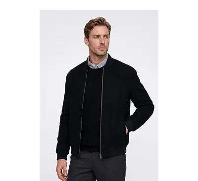 Standart Fit Normal Kesim Yan Cepli Bomber Siyah Mont