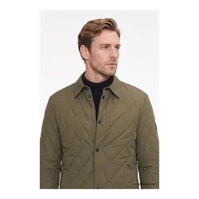 Standart Fit Normal Kesim Gömlek Yaka Fleto Cepli Overcoat Haki Mont