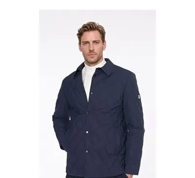 Standart Fit Normal Kesim Gömlek Yaka Fleto Cepli Overcoat Lacivert Mont