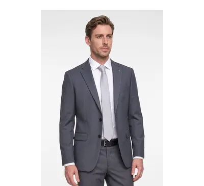Slim Fit Dar Kesim Mono Yaka Kapak Cepli Armürlü Esnek Antrasit Takım Elbise