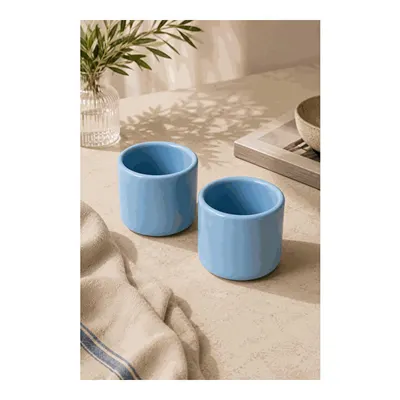 Beige & Stone 2'li Set Mavi Seramik Kupa 175 Ml Minimal Kahve Kupası Çay Fincanı Espresso Ve Türk Kahvesi Bardağı
