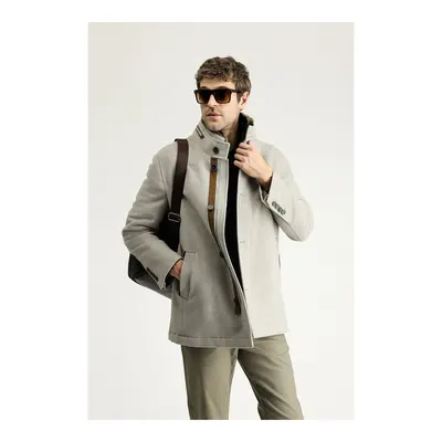 Taş Slim Fit Dar Kesim Yünlü Kaban