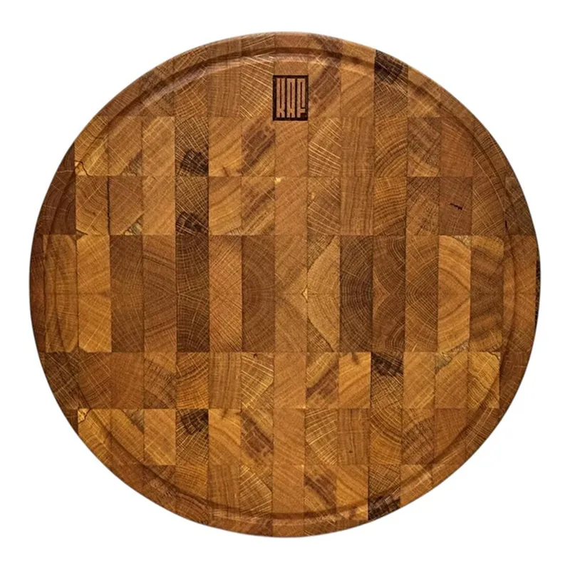 Kaf Ahşap Kesme Tahtası Meşe Daire (End Grain) - XL, görsel 1