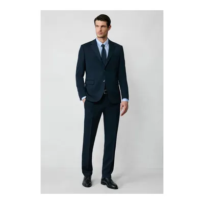 Koyu Lacivert 8 Drop Long Slim Fit Uzun Dar Kesim Mevsimlik Likralı Esnek Takım Elbise