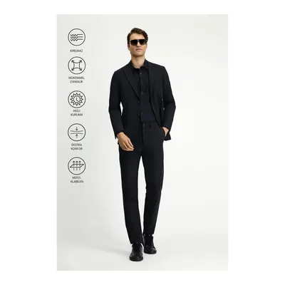 Koyu Antrasit Techno-Line 7 Drop Super Slim Fit Ekstra Dar Kesim Takım Elbise