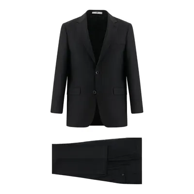 Siyah 4 Drop Relaxed Fit Rahat Kesim Yünlü Takım Elbise