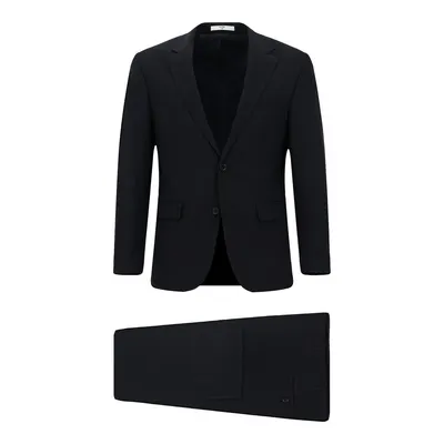 Koyu Lacivert 7 Drop Slim Fit Dar Kesim Yünlü Takım Elbise