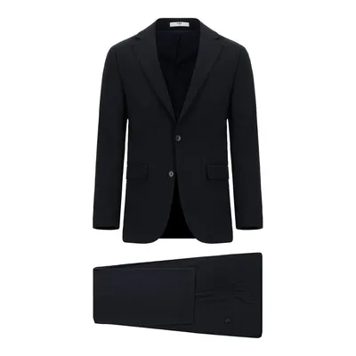 Koyu Lacivert 7 Drop Slim Fit Dar Kesim Yünlü Takım Elbise