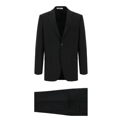 Siyah 4 Drop Relaxed Fit Rahat Kesim Yünlü Takım Elbise