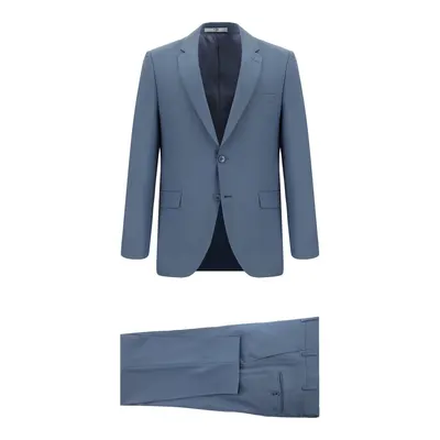 Koyu Mavi 6 Drop Regular Fit Standart Kesim Yünlü Takım Elbise