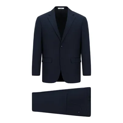 Koyu Lacivert 4 Drop Relaxed Fit Rahat Kesim Pamuklu Lyocell Takım Elbise