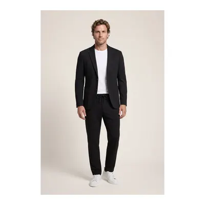 Polo Club Siyah 7 Drop Super Slim Fit Ekstra Dar Kesim Mevsimlik Beli Lastikli İpli Takım Elbise