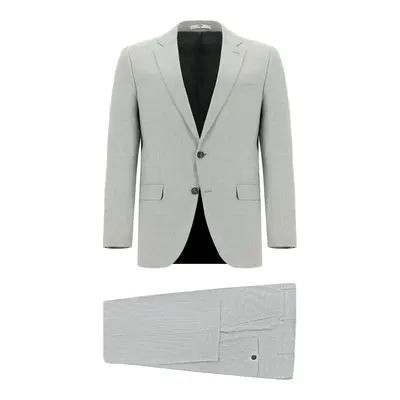 Açık Gri 7 Drop Slim Fit Dar Kesim Desenli Takım Elbise