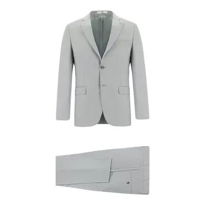 Açık Gri 7 Drop Slim Fit Dar Kesim Desenli Takım Elbise