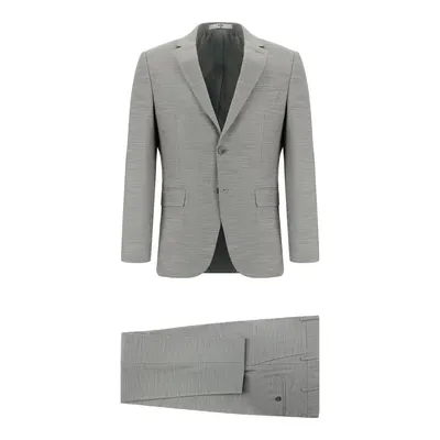 Açık Füme 6 Drop Regular Fit Standart Kesim Desenli Takım Elbise