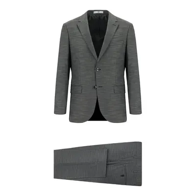 Koyu Füme 7 Drop Slim Fit Dar Kesim Desenli Takım Elbise