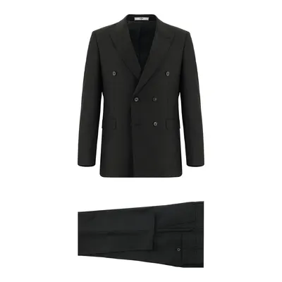Koyu Antrasit 7 Drop Super Slim Fit Ekstra Dar Kesim Desenli Kruvaze Takım Elbise