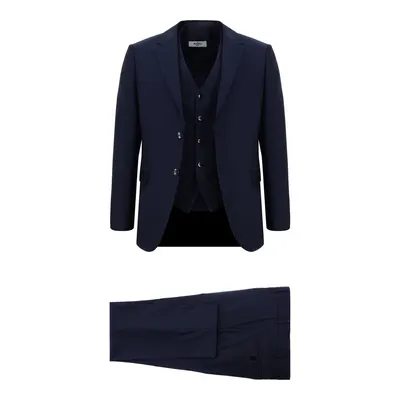 Koyu Lacivert 7 Drop Slim Fit Dar Kesim Yelekli Takım Elbise